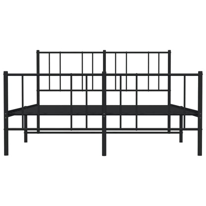 Estrutura de cama com cabeceira e pés 150x200 cm metal preto