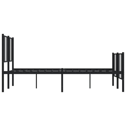 Estrutura de cama com cabeceira e pés 150x200 cm metal preto