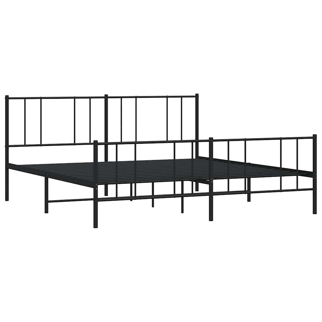 Estrutura de cama com cabeceira e pés 183x213 cm metal preto