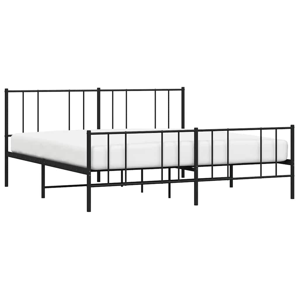 Estrutura de cama com cabeceira e pés 183x213 cm metal preto