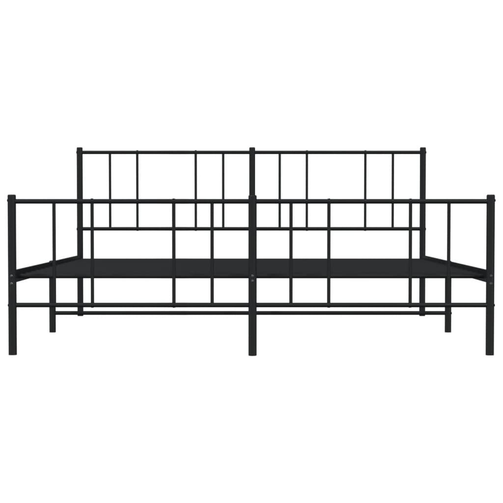 Estrutura de cama com cabeceira e pés 183x213 cm metal preto