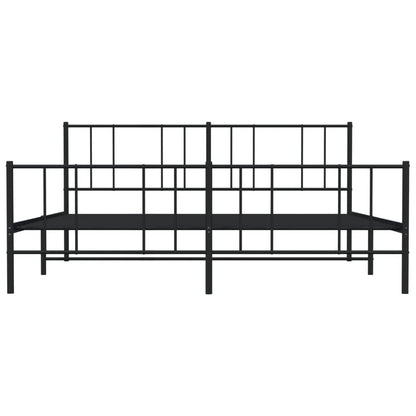 Estrutura de cama com cabeceira e pés 183x213 cm metal preto