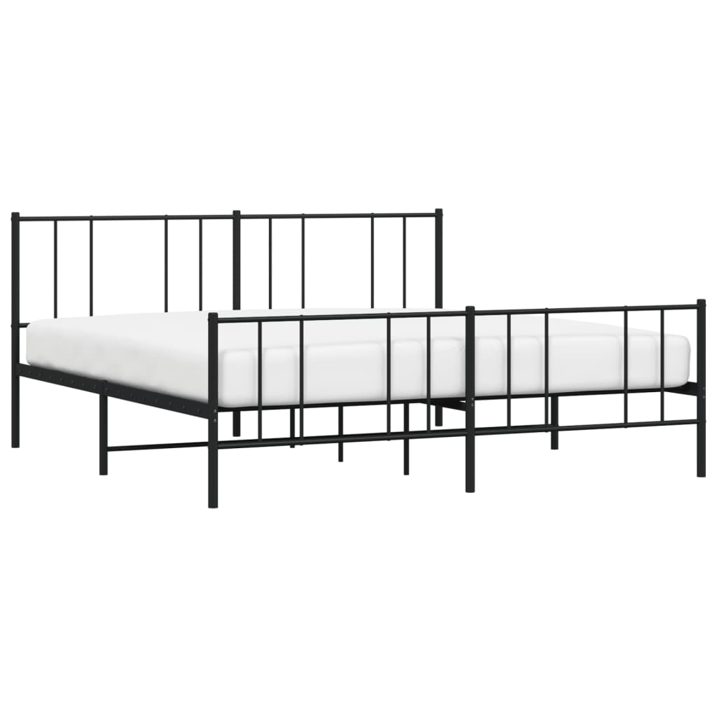 Estrutura de cama com cabeceira e pés 193x203 cm metal preto