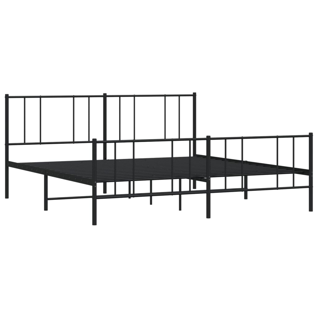 Estrutura de cama com cabeceira e pés 193x203 cm metal preto