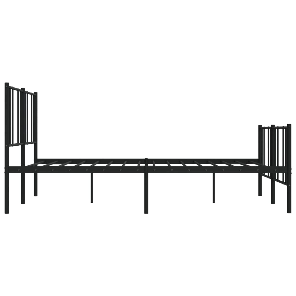 Estrutura de cama com cabeceira e pés 193x203 cm metal preto