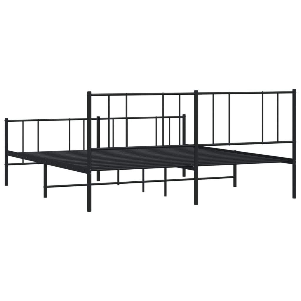 Estrutura de cama com cabeceira e pés 193x203 cm metal preto