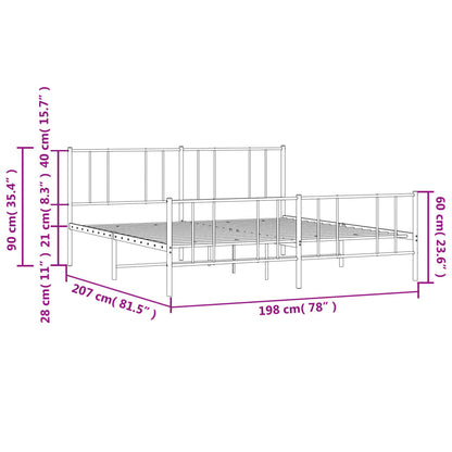 Estrutura de cama com cabeceira e pés 193x203 cm metal preto