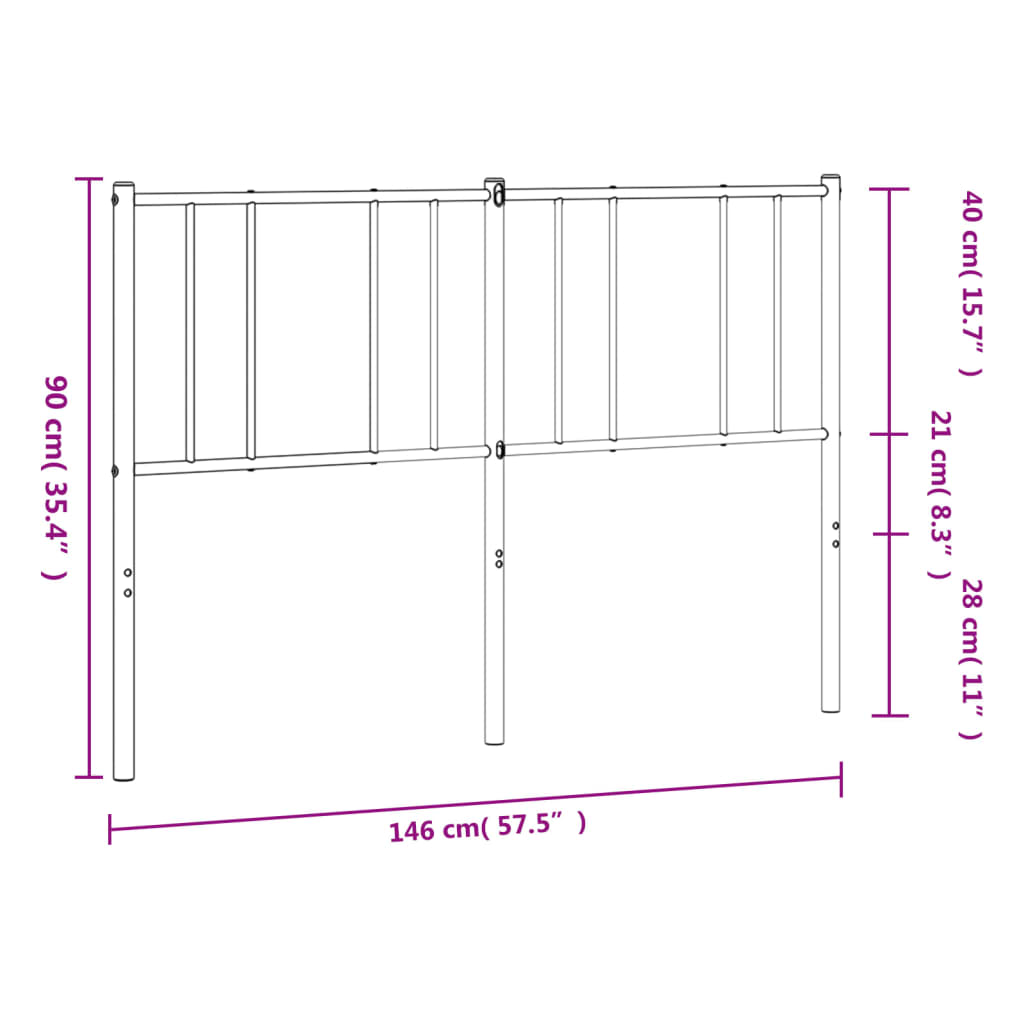 Cabeceira de cama 140 cm metal preto