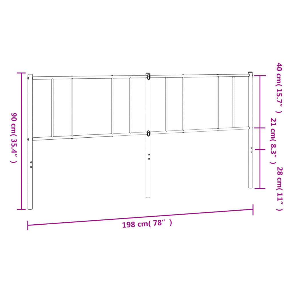 Cabeceira de cama 193 cm metal preto