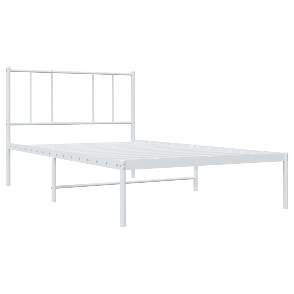 Estrutura de cama com cabeceira 75x190 cm metal branco