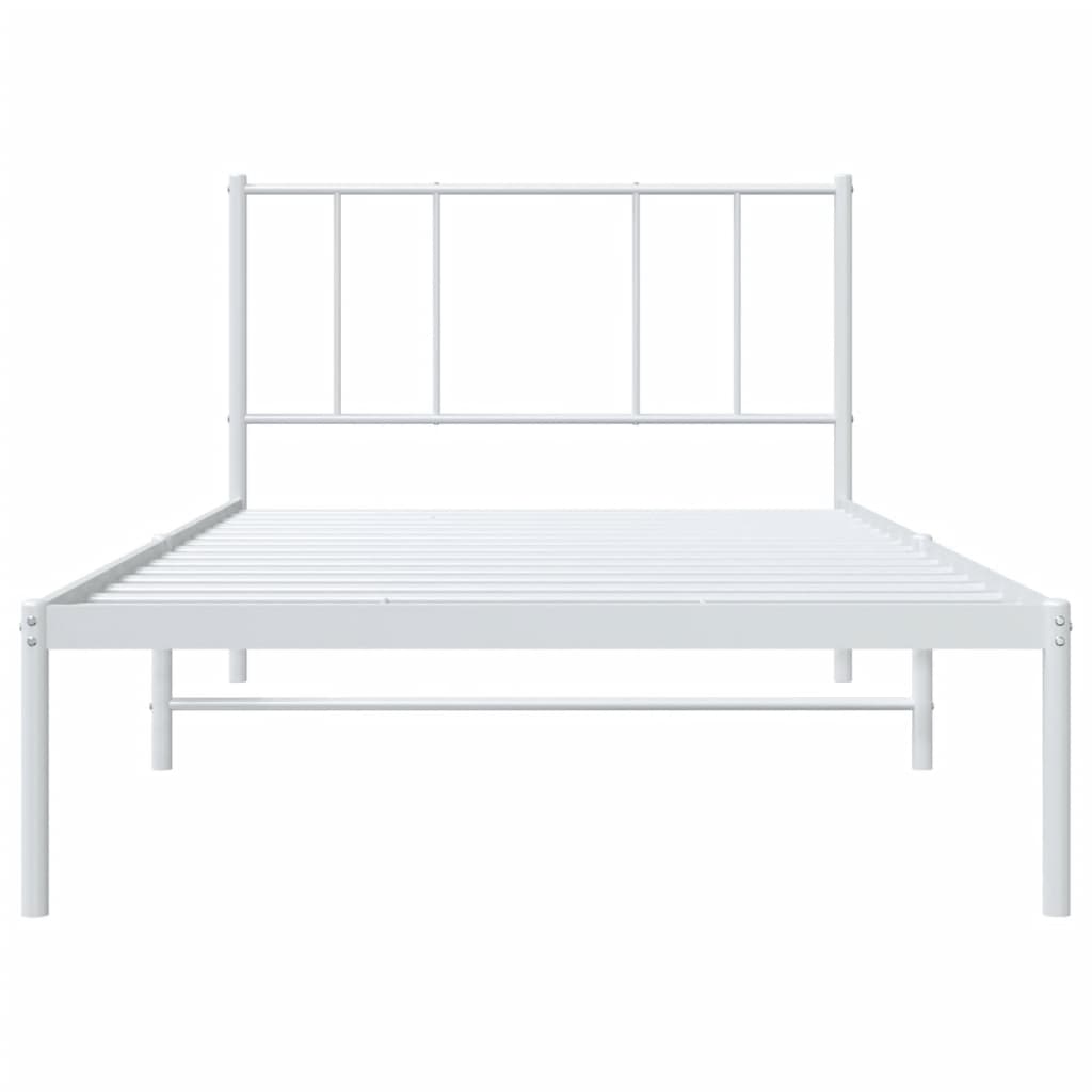 Estrutura de cama com cabeceira 75x190 cm metal branco