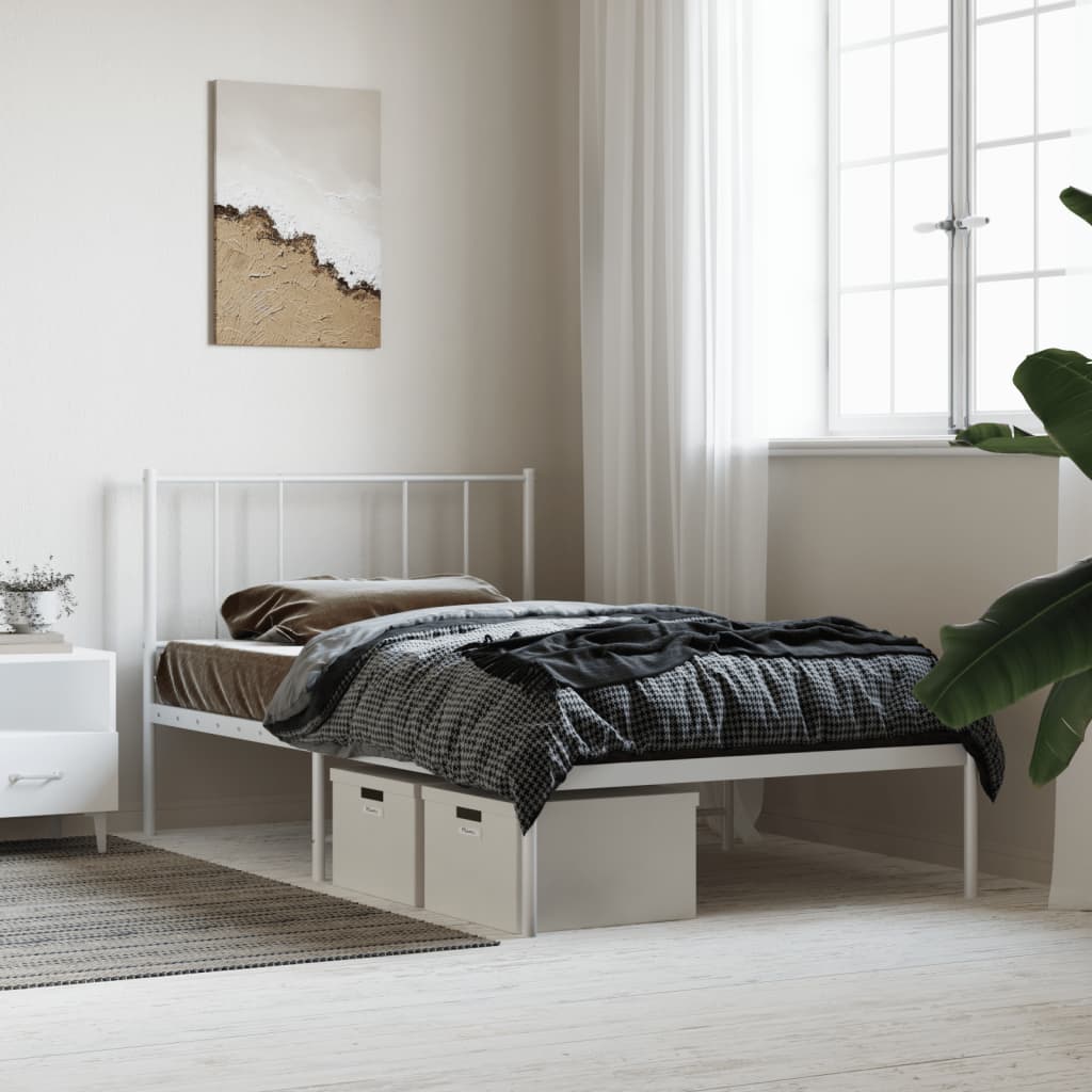 Estrutura de cama com cabeceira 90x190 cm metal branco