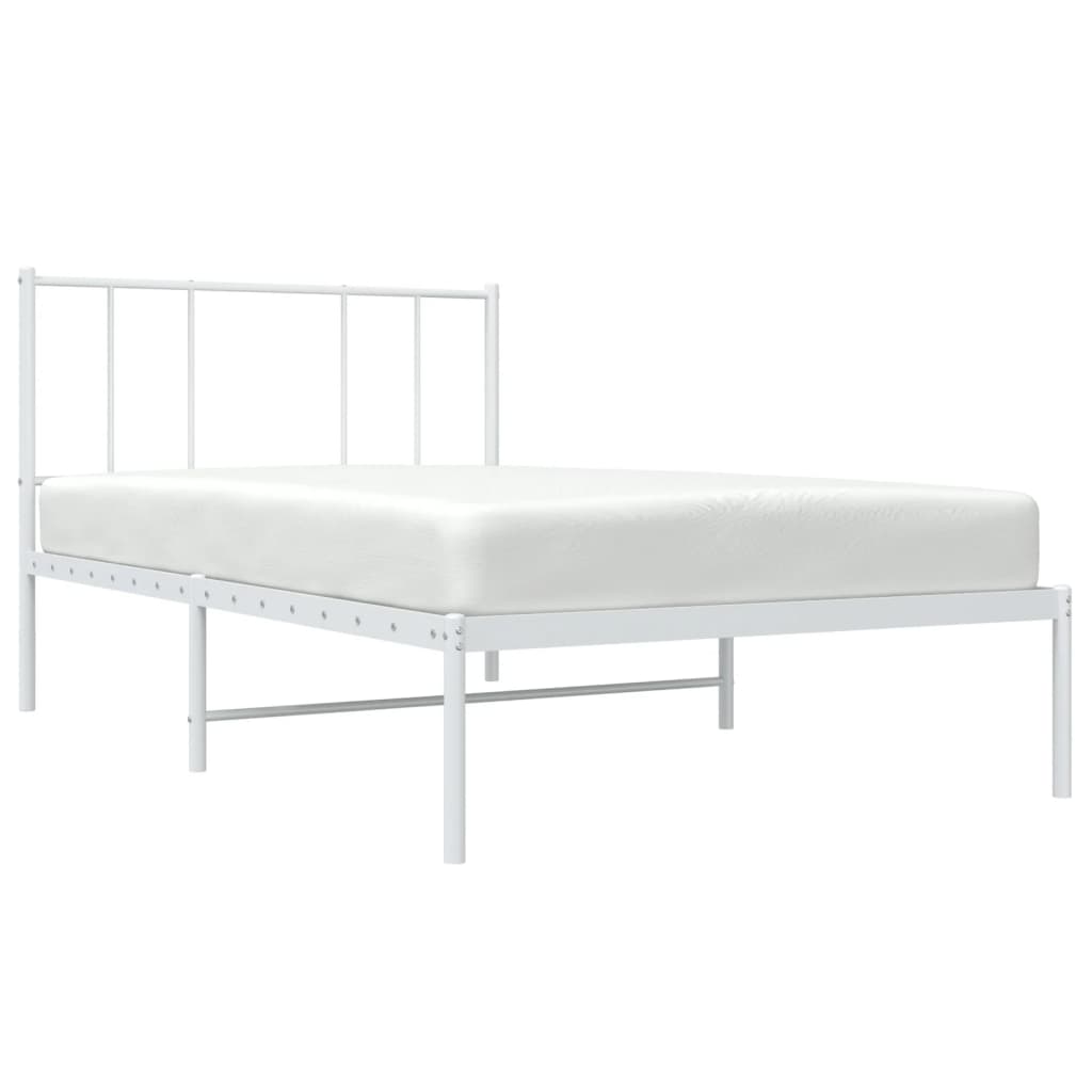 Estrutura de cama com cabeceira 100x190 cm metal branco