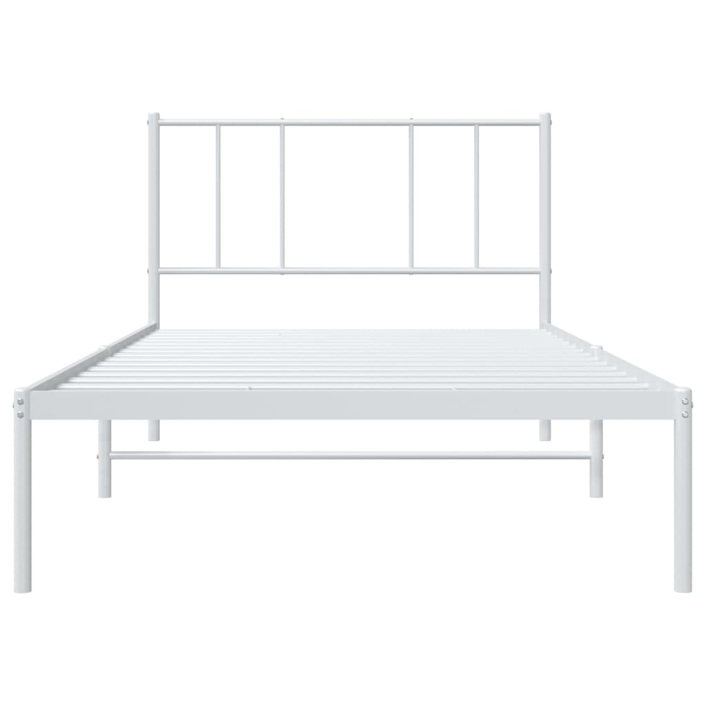 Estrutura de cama com cabeceira 100x190 cm metal branco