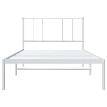 Estrutura de cama com cabeceira 100x190 cm metal branco