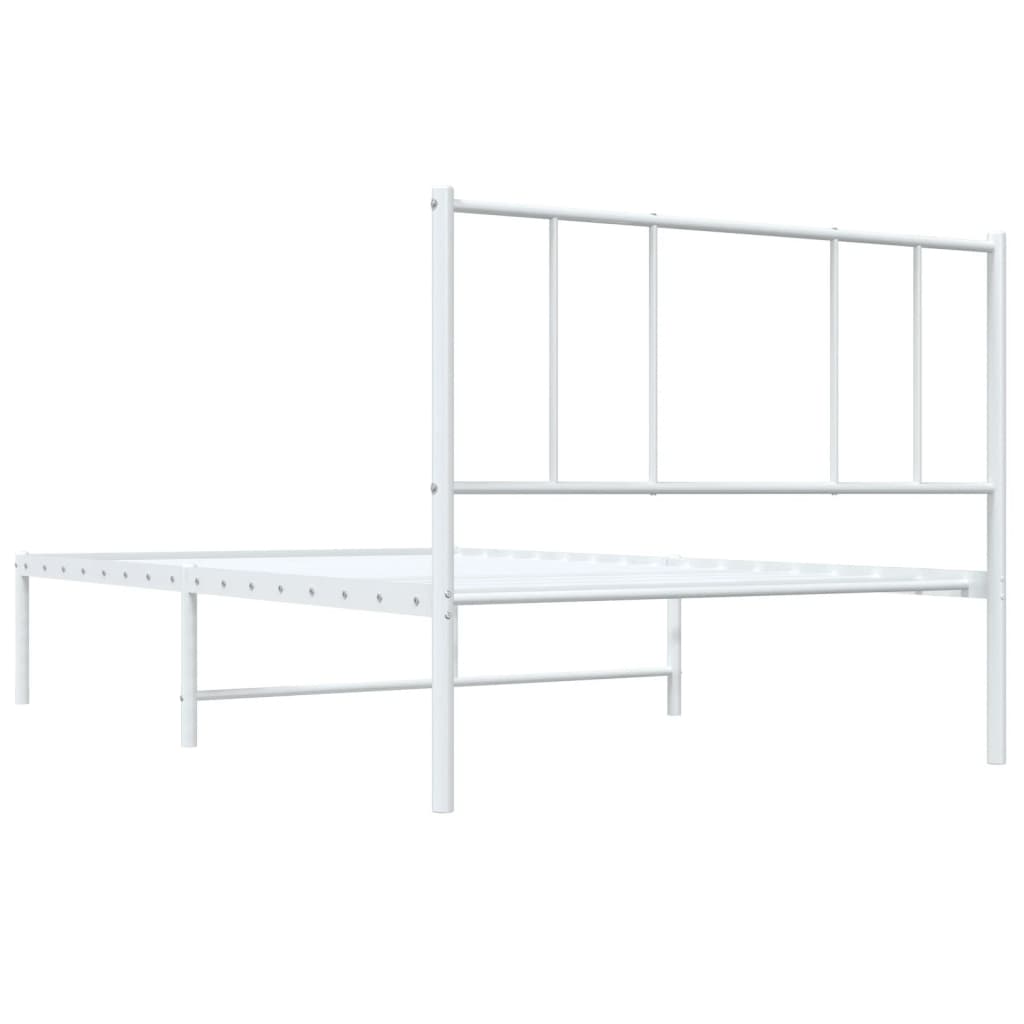 Estrutura de cama com cabeceira 100x190 cm metal branco