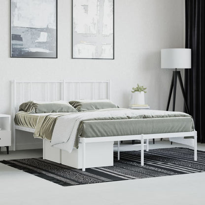 Estrutura de cama com cabeceira 120x190 cm metal branco