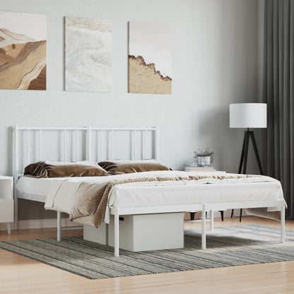 Estrutura de cama com cabeceira 135x190 cm metal branco