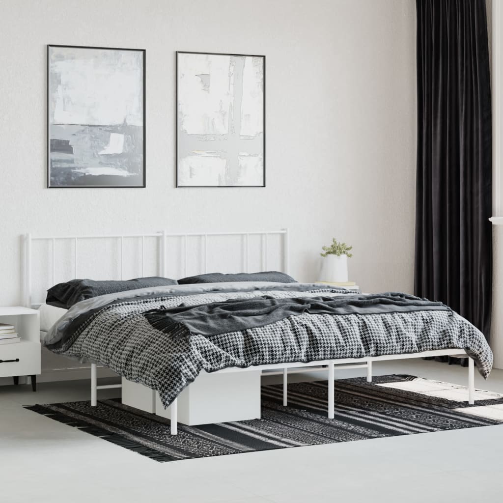 Estrutura de cama com cabeceira 183x213 cm metal branco