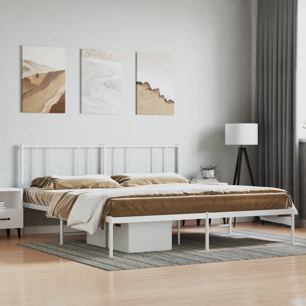 Estrutura de cama com cabeceira 183x213 cm metal branco