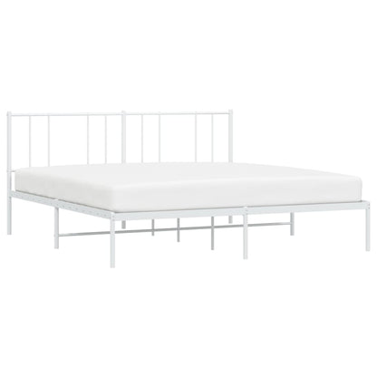 Estrutura de cama com cabeceira 193x203 cm metal branco