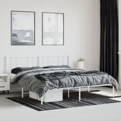 Estrutura de cama com cabeceira 193x203 cm metal branco