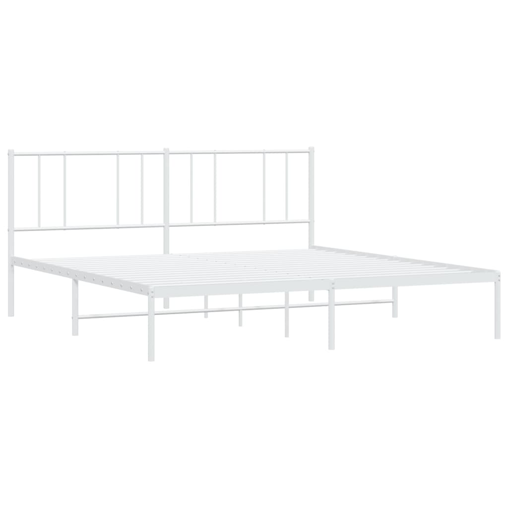 Estrutura de cama com cabeceira 193x203 cm metal branco