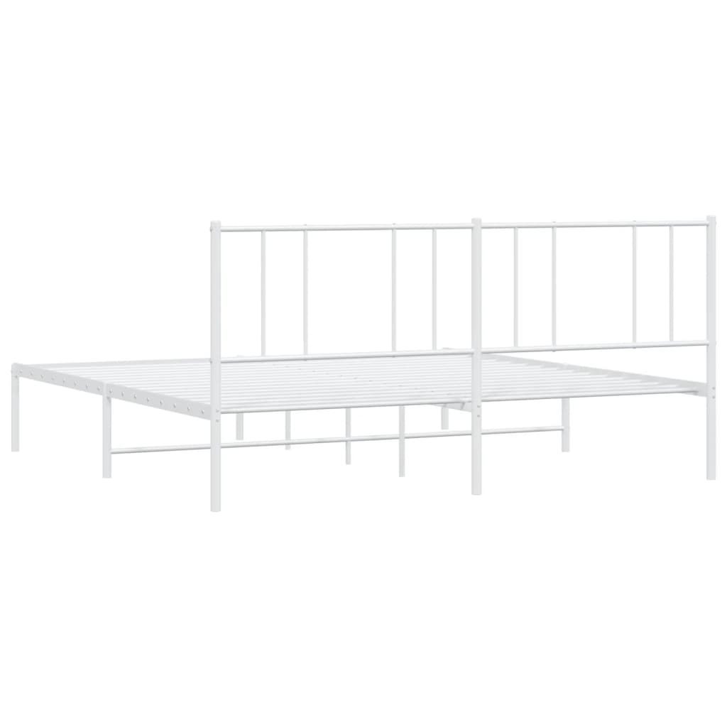 Estrutura de cama com cabeceira 193x203 cm metal branco