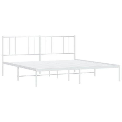 Estrutura de cama com cabeceira 200x200 cm metal branco