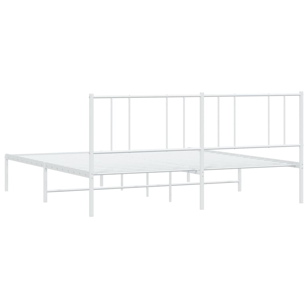 Estrutura de cama com cabeceira 200x200 cm metal branco