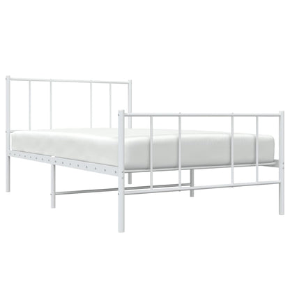 Estrutura de cama com cabeceira e pés 90x190 cm metal branco