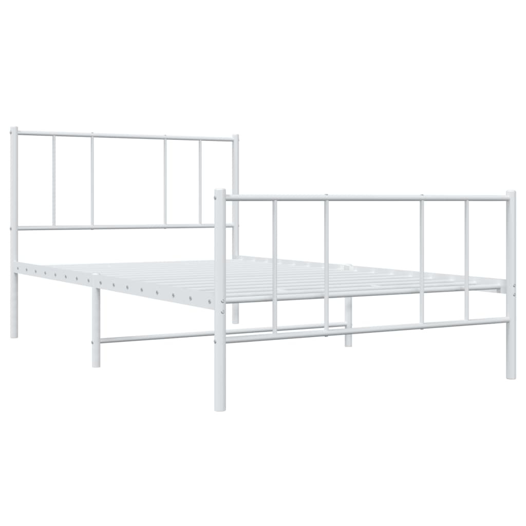 Estrutura de cama com cabeceira e pés 90x190 cm metal branco