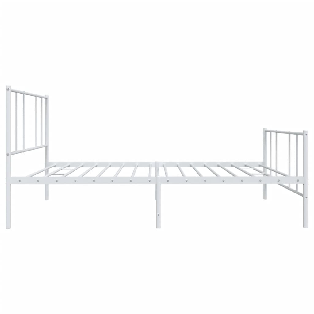 Estrutura de cama com cabeceira e pés 90x190 cm metal branco