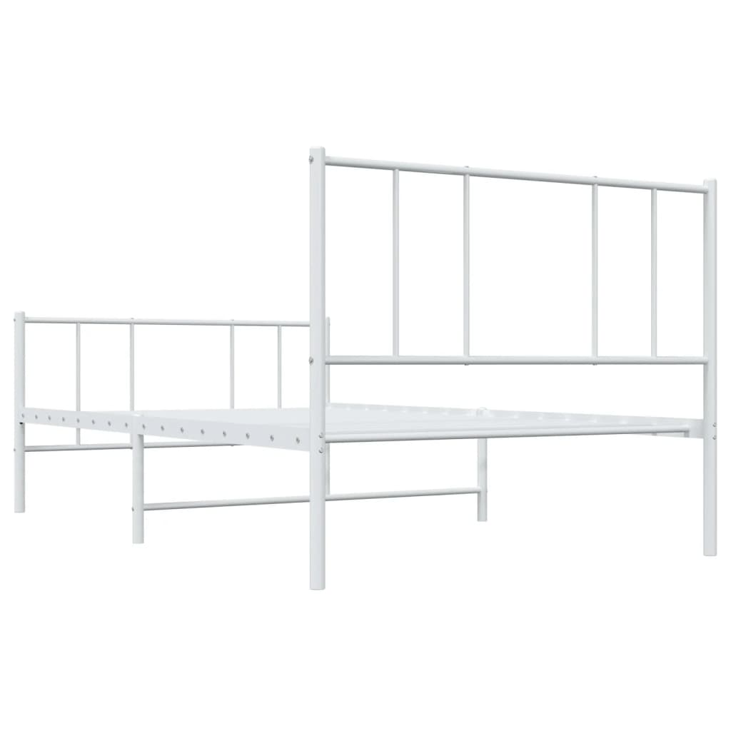 Estrutura de cama com cabeceira e pés 90x190 cm metal branco