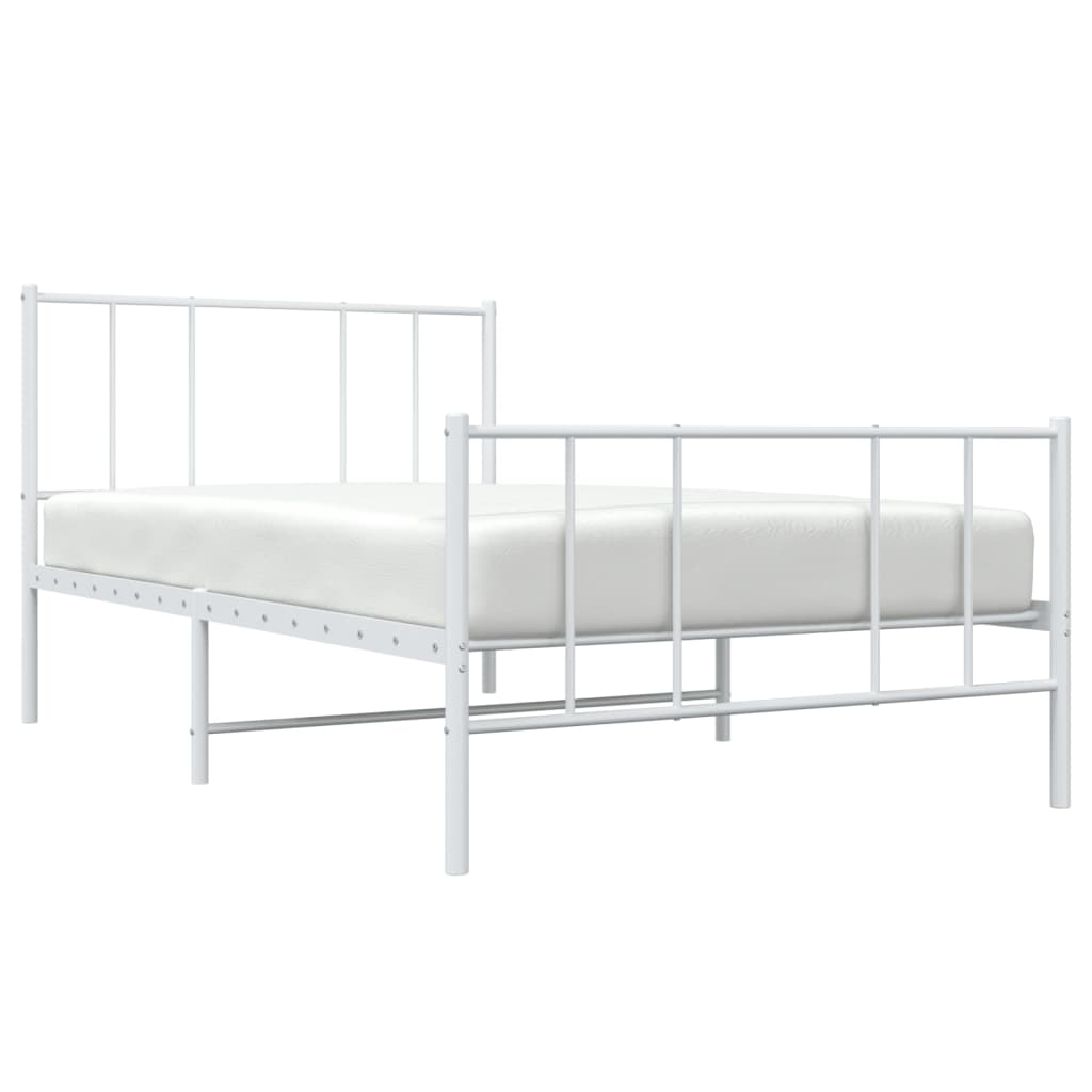 Estrutura de cama com cabeceira e pés 90x200 cm metal branco