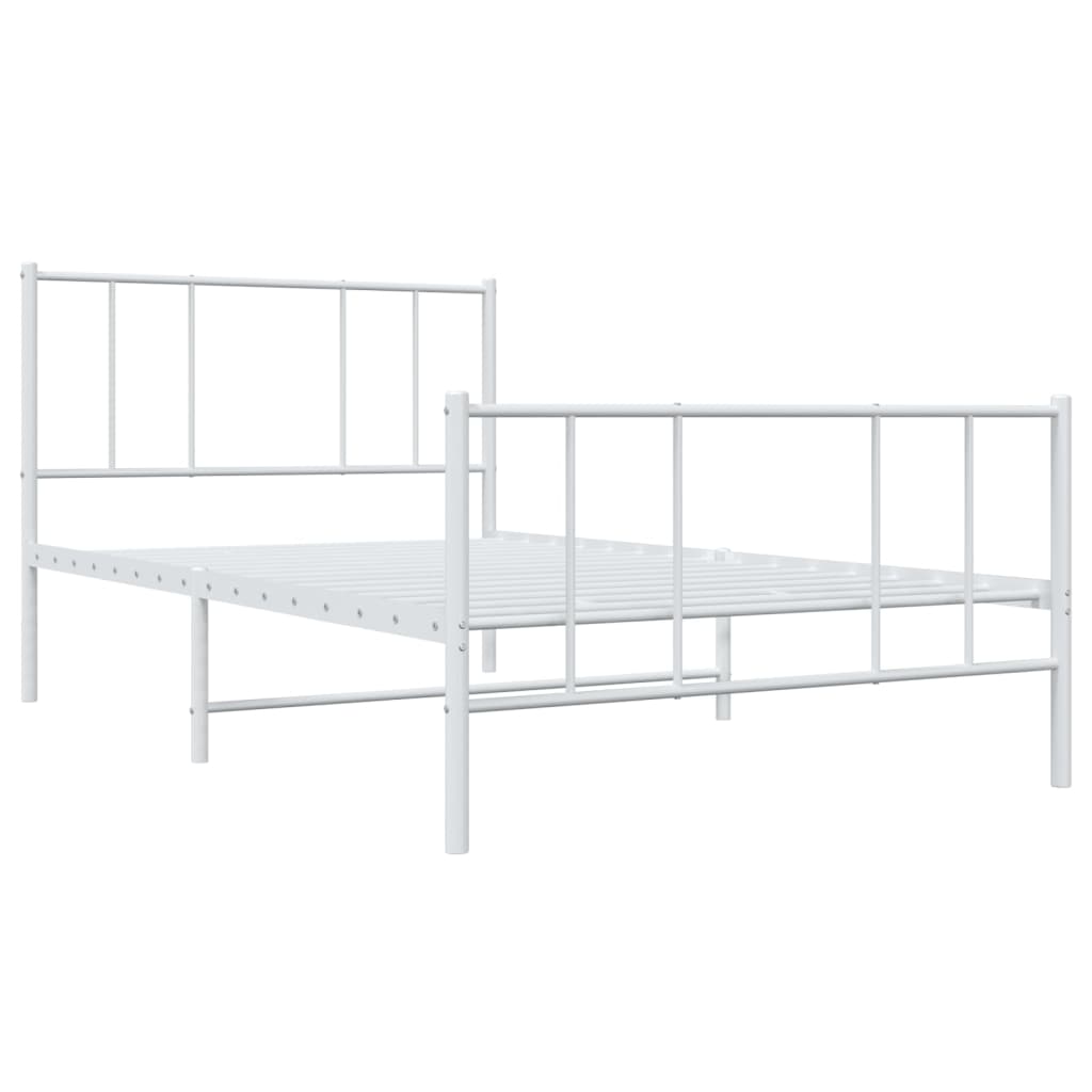 Estrutura de cama com cabeceira e pés 90x200 cm metal branco