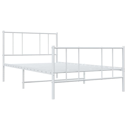 Estrutura de cama com cabeceira e pés 90x200 cm metal branco