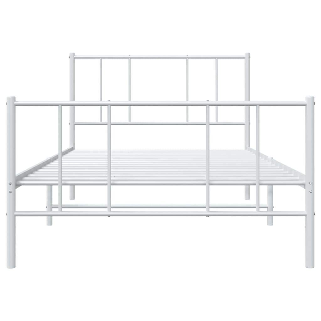 Estrutura de cama com cabeceira e pés 90x200 cm metal branco