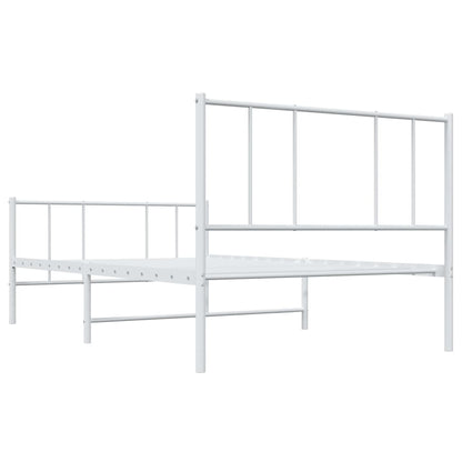 Estrutura de cama com cabeceira e pés 90x200 cm metal branco