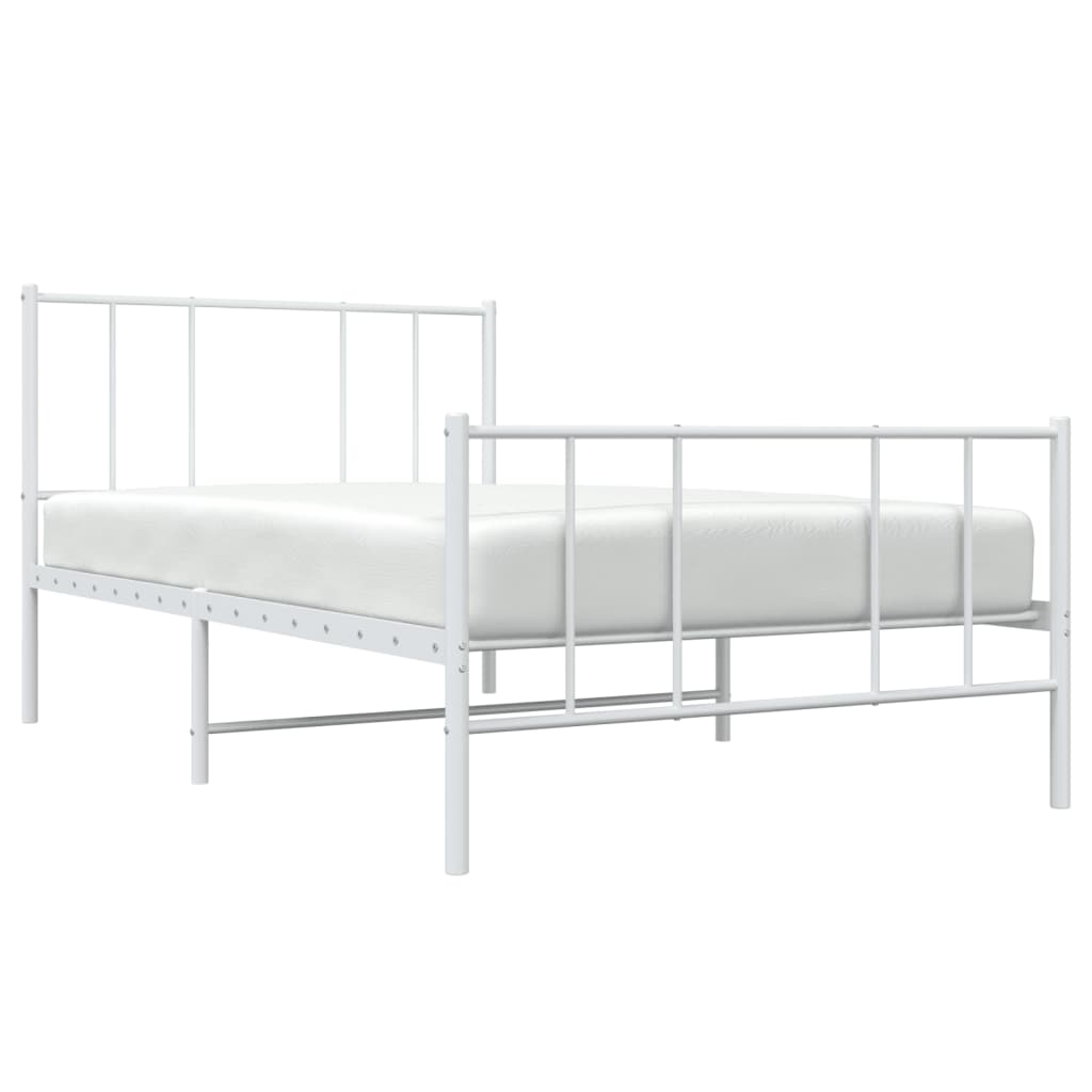 Estrutura de cama com cabeceira e pés 100x190 cm metal branco