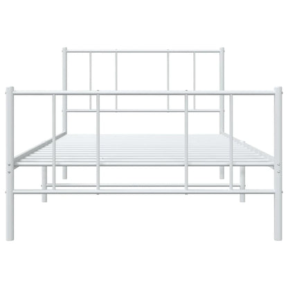 Estrutura de cama com cabeceira e pés 100x190 cm metal branco