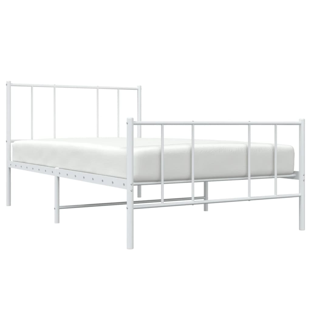 Estrutura de cama com cabeceira e pés 107x203 cm metal branco