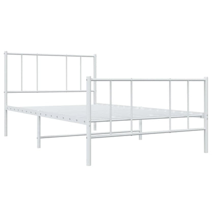 Estrutura de cama com cabeceira e pés 107x203 cm metal branco