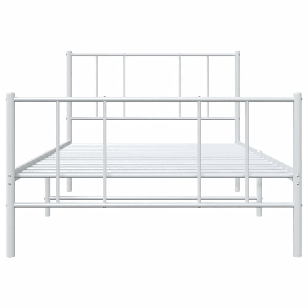 Estrutura de cama com cabeceira e pés 107x203 cm metal branco