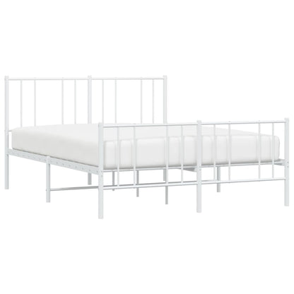 Estrutura de cama com cabeceira e pés 120x190 cm metal branco