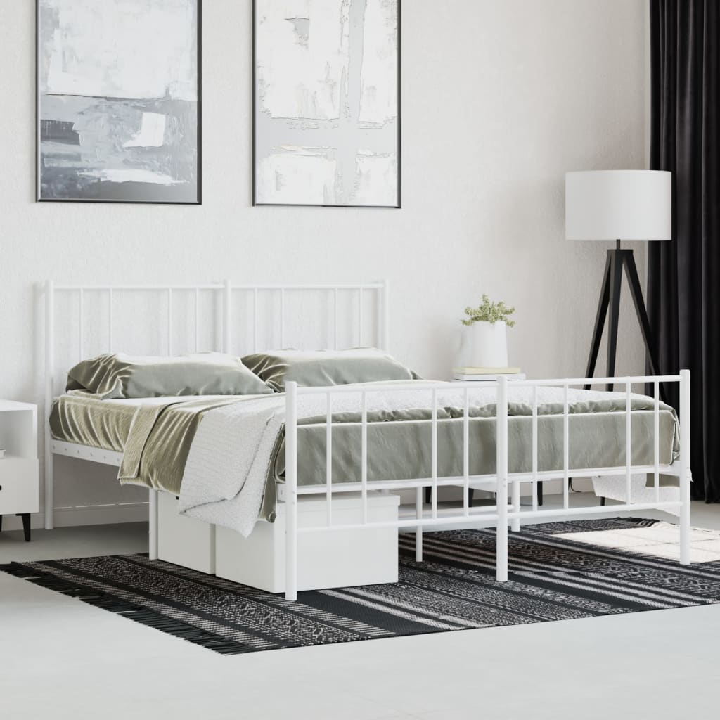 Estrutura de cama com cabeceira e pés 120x190 cm metal branco