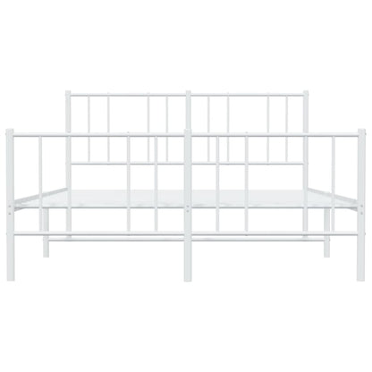 Estrutura de cama com cabeceira e pés 120x190 cm metal branco