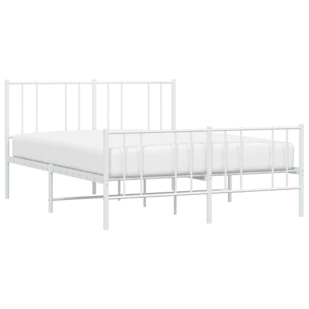 Estrutura de cama com cabeceira e pés 120x200 cm metal branco