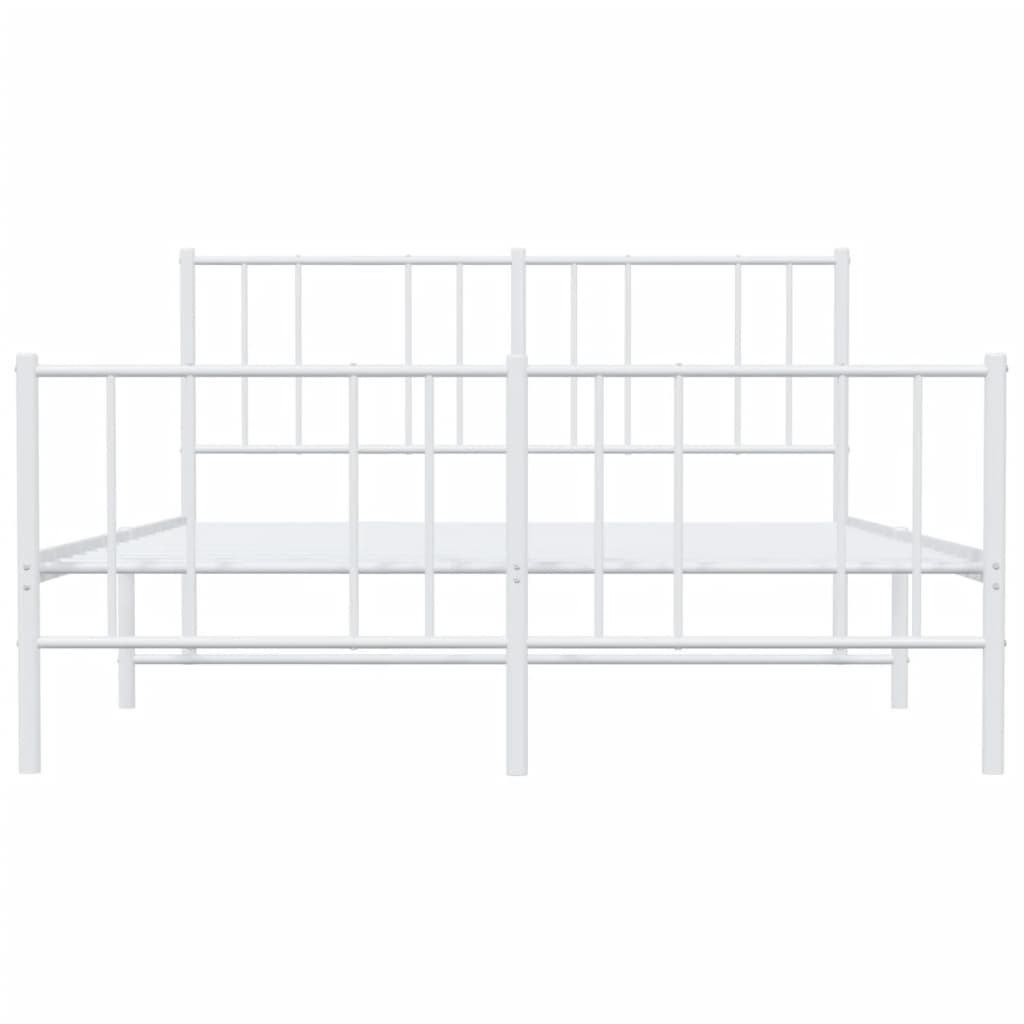 Estrutura de cama com cabeceira e pés 135x190 cm metal branco