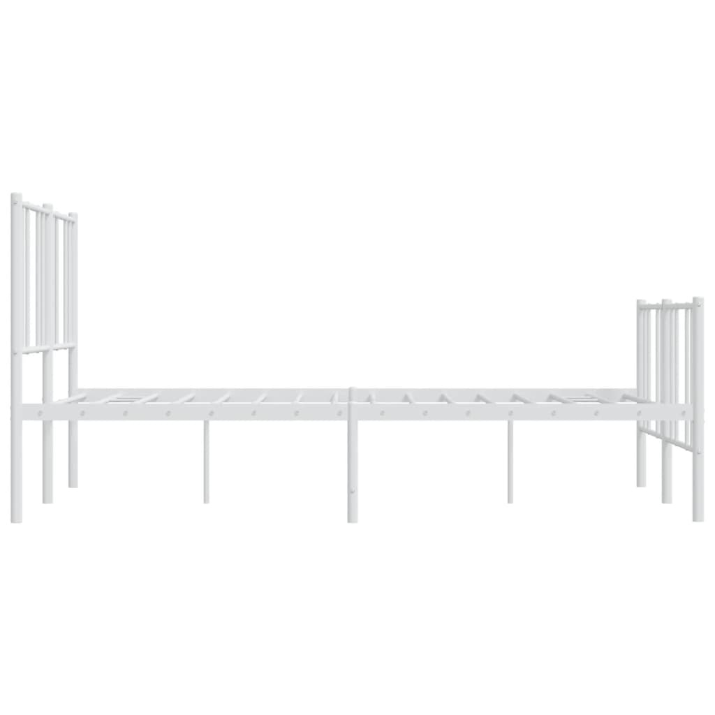 Estrutura de cama com cabeceira e pés 135x190 cm metal branco